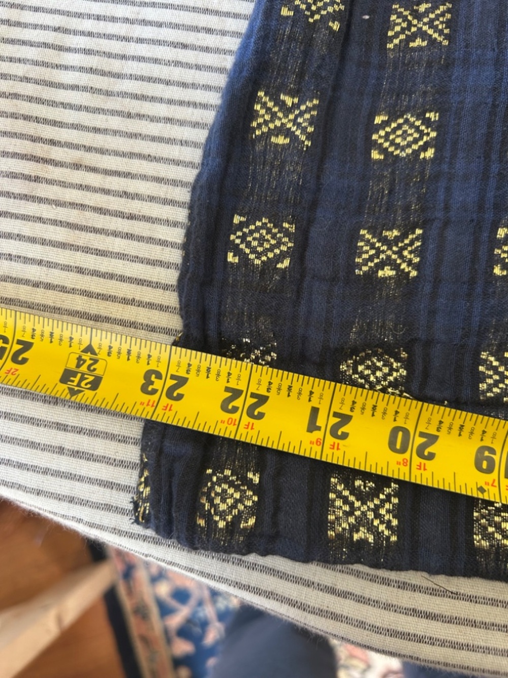 Navy and Gold Indian Cotton Dress - Picture 8 of 9